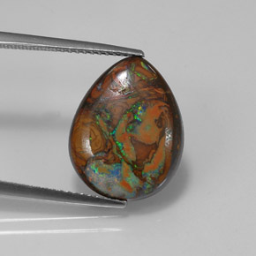 8,30 ctw natürlicher mehrfarbiger Boulder-Opal, Birnenform, Lichtundurchlässig
