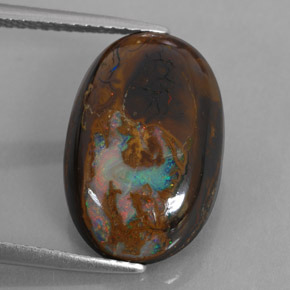 7,78 ctw natürlicher mehrfarbiger Boulder-Opal, Oval Schliff, Lichtundurchlässig