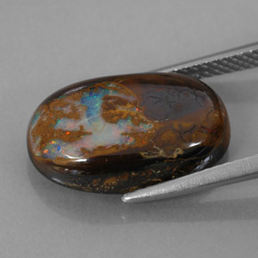 7,78 ctw natürlicher mehrfarbiger Boulder-Opal, Oval Schliff, Lichtundurchlässig