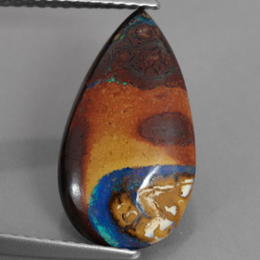 4,35 ctw natürlicher mehrfarbiger Boulder-Opal, Birnenform, Lichtundurchlässig