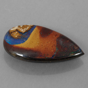 4,35 ctw natürlicher mehrfarbiger Boulder-Opal, Birnenform, Lichtundurchlässig