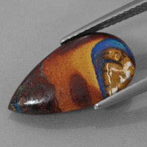 4,35 ctw natürlicher mehrfarbiger Boulder-Opal, Birnenform, Lichtundurchlässig