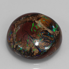 10,98 ctw natürlicher mehrfarbiger Boulder-Opal, Rundschliff, Lichtundurchlässig
