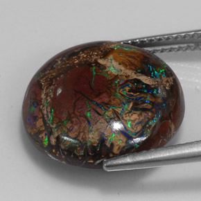 10,98 ctw natürlicher mehrfarbiger Boulder-Opal, Rundschliff, Lichtundurchlässig
