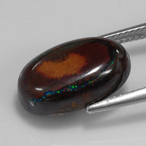 9,49 ctw natürlicher mehrfarbiger Boulder-Opal, Oval Schliff, Lichtundurchlässig