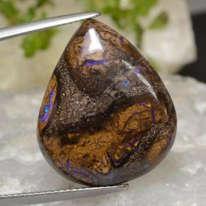 20,90 ctw natürlicher mehrfarbiger Boulder-Opal, Birnenform, Lichtundurchlässig