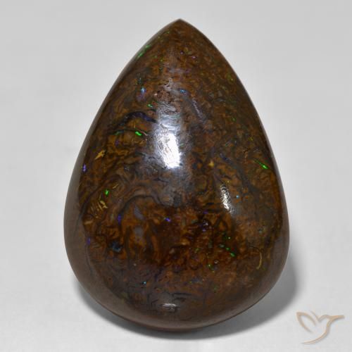 26.23ct Natürlicher Mehrfarbig Boulderopal, Birnenform, Lichtundurchlässig