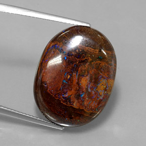 21,10 ctw natürlicher mehrfarbiger Boulder-Opal, Oval Schliff, Lichtundurchlässig
