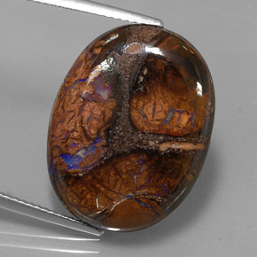20,19 ctw natürlicher mehrfarbiger Boulder-Opal, Oval Schliff, Lichtundurchlässig