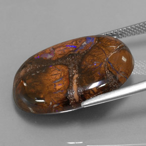 20,19 ctw natürlicher mehrfarbiger Boulder-Opal, Oval Schliff, Lichtundurchlässig