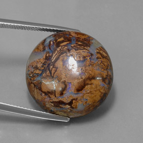 34,18 ctw natürlicher mehrfarbiger Boulder-Opal, Rundschliff, Lichtundurchlässig