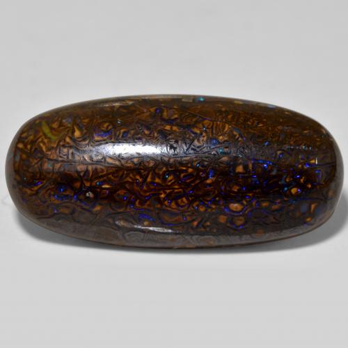 21,04 ctw natürlicher mehrfarbiger Boulder-Opal, Oval Schliff, Lichtundurchlässig