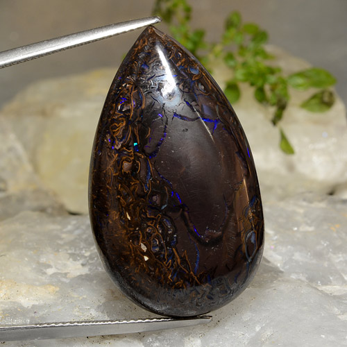 45,15 ctw natürlicher mehrfarbiger Boulder-Opal, Birnenform, Lichtundurchlässig