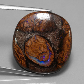 20,58 ctw natürlicher mehrfarbiger Boulder-Opal, Kissenschliff, Lichtundurchlässig