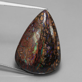 21,74 ctw natürlicher mehrfarbiger Boulder-Opal, Birnenform, Lichtundurchlässig