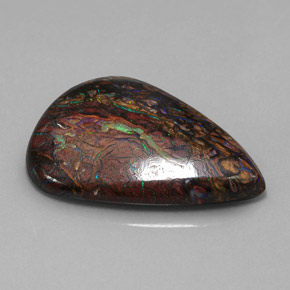 21,74 ctw natürlicher mehrfarbiger Boulder-Opal, Birnenform, Lichtundurchlässig