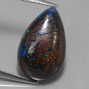 6,27 ctw natürlicher mehrfarbiger Boulder-Opal, Birnenform, Lichtundurchlässig