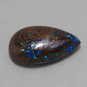 6,27 ctw natürlicher mehrfarbiger Boulder-Opal, Birnenform, Lichtundurchlässig