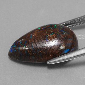 6,27 ctw natürlicher mehrfarbiger Boulder-Opal, Birnenform, Lichtundurchlässig