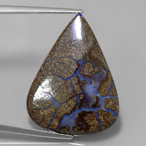 12,40 ctw natürlicher mehrfarbiger Boulder-Opal, Birnenform, Lichtundurchlässig