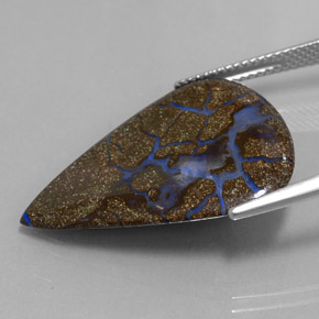12,40 ctw natürlicher mehrfarbiger Boulder-Opal, Birnenform, Lichtundurchlässig