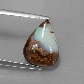 3,00 ctw natürlicher mehrfarbiger Boulder-Opal, Birnenform, Lichtundurchlässig