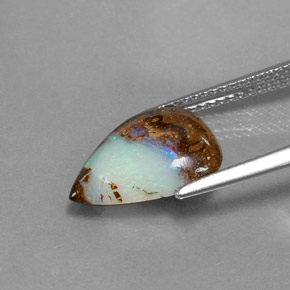 3,00 ctw natürlicher mehrfarbiger Boulder-Opal, Birnenform, Lichtundurchlässig