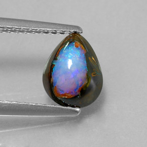1,43 ctw natürlicher mehrfarbiger Boulder-Opal, Birnenform, Lichtundurchlässig