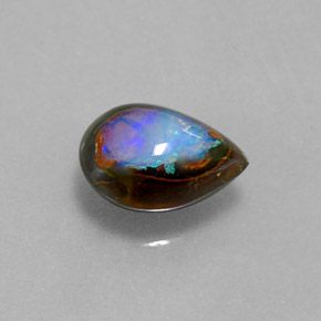 1,43 ctw natürlicher mehrfarbiger Boulder-Opal, Birnenform, Lichtundurchlässig