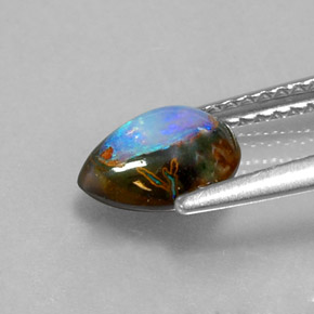 1,43 ctw natürlicher mehrfarbiger Boulder-Opal, Birnenform, Lichtundurchlässig
