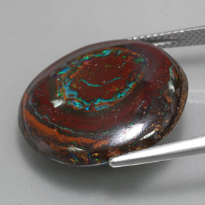 22,76 ctw natürlicher mehrfarbiger Boulder-Opal, Rundschliff, Lichtundurchlässig