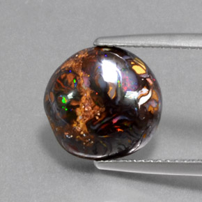 5,18 ctw natürlicher mehrfarbiger Boulder-Opal, Rundschliff, Lichtundurchlässig