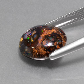 5,18 ctw natürlicher mehrfarbiger Boulder-Opal, Rundschliff, Lichtundurchlässig