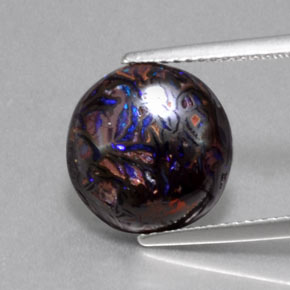 5,24 ctw natürlicher mehrfarbiger Boulder-Opal, Rundschliff, Lichtundurchlässig