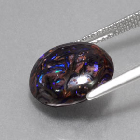 5,24 ctw natürlicher mehrfarbiger Boulder-Opal, Rundschliff, Lichtundurchlässig