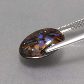 4,74 ctw natürlicher mehrfarbiger Boulder-Opal, Oval Schliff, Lichtundurchlässig
