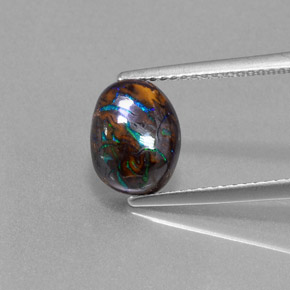 3,22 ctw natürlicher mehrfarbiger Boulder-Opal, Oval Schliff, Lichtundurchlässig
