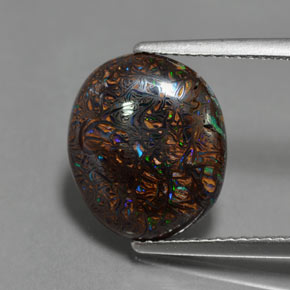 4,86 ctw natürlicher mehrfarbiger Boulder-Opal, Oval Schliff, Lichtundurchlässig