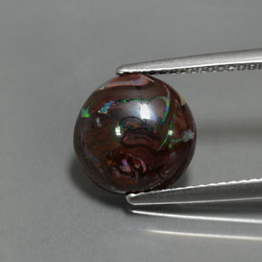 4,13 ctw natürlicher mehrfarbiger Boulder-Opal, Rundschliff, Lichtundurchlässig