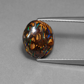 3,41 ctw natürlicher mehrfarbiger Boulder-Opal, Oval Schliff, Lichtundurchlässig
