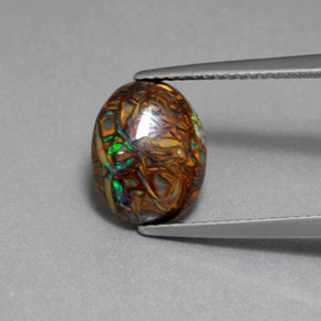 3,53 ctw natürlicher mehrfarbiger Boulder-Opal, Oval Schliff, Lichtundurchlässig