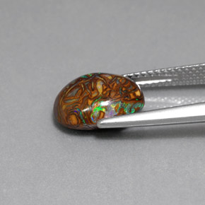 3,53 ctw natürlicher mehrfarbiger Boulder-Opal, Oval Schliff, Lichtundurchlässig