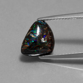 3,13 ctw natürlicher mehrfarbiger Boulder-Opal, Fantasieschliff, Lichtundurchlässig