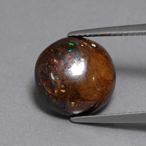 6,54 ctw natürlicher mehrfarbiger Boulder-Opal, Rundschliff, Lichtundurchlässig