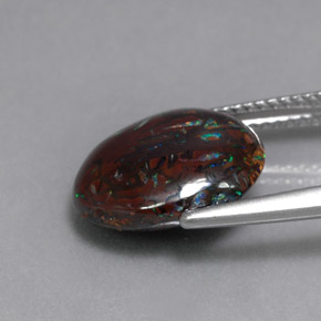 6,51 ctw natürlicher mehrfarbiger Boulder-Opal, Oval Schliff, Lichtundurchlässig