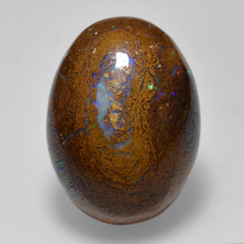 15,56 ctw natürlicher mehrfarbiger Boulder-Opal, Oval Schliff, Lichtundurchlässig