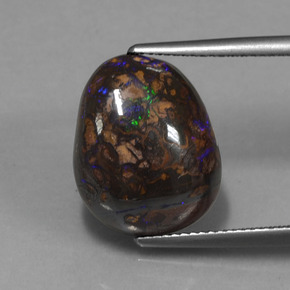12,14 ctw natürlicher mehrfarbiger Boulder-Opal, Fantasieschliff, Lichtundurchlässig