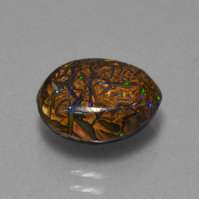 3,94 ctw natürlicher mehrfarbiger Boulder-Opal, Fantasieschliff, Lichtundurchlässig