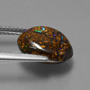 3,94 ctw natürlicher mehrfarbiger Boulder-Opal, Fantasieschliff, Lichtundurchlässig