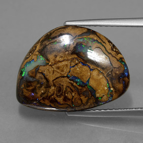 7,07 ctw natürlicher mehrfarbiger Boulder-Opal, Fantasieschliff, Lichtundurchlässig